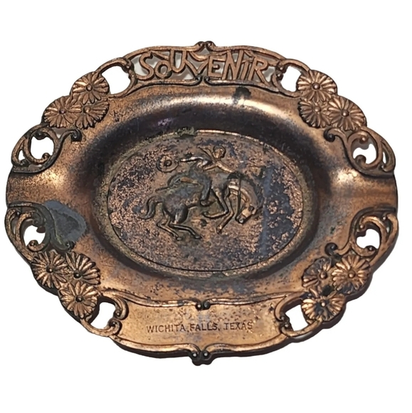 unbranded Accents Vintage Copper Ashtray Rodeo Wichita Falls Texas
